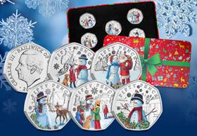 Christmas Snowmen Colour BU 50p Set